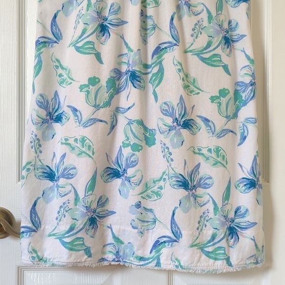 Charlie Paige Floral Linen Blend Sleeveless Halter Neck Mini Dress White Blue L - Picture 8 of 14